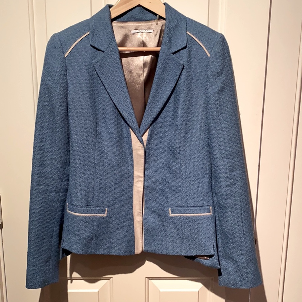 Tahari cotton/linen tweed jacket